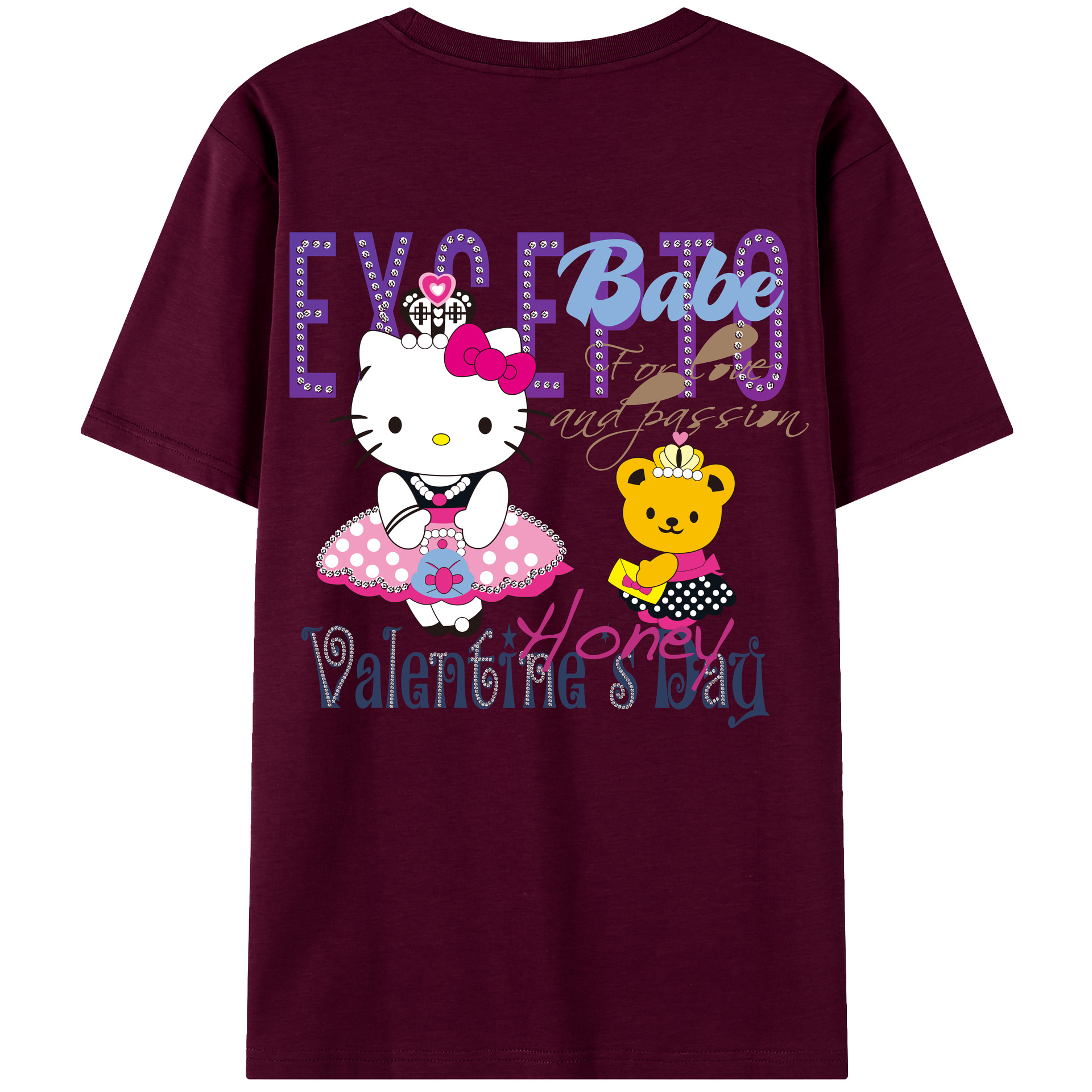 （画像用） Hello Kitty ハローキティ レディース半袖Tシャツ(バックプリント)